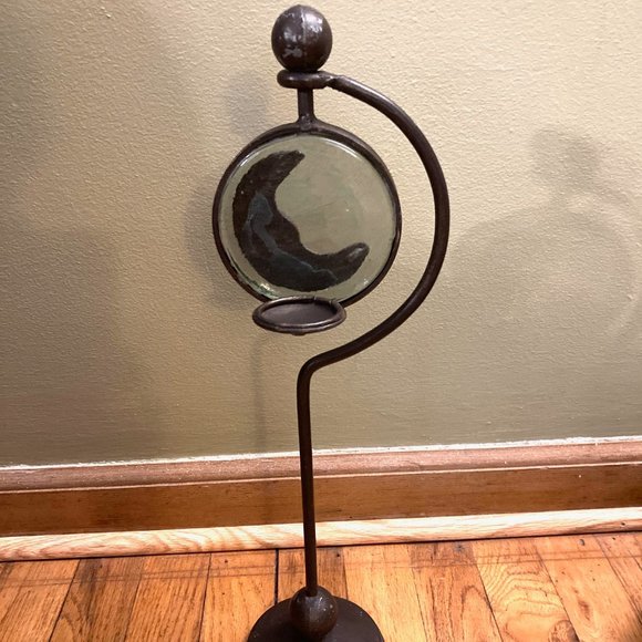 VTG Crescent Moon Glass and Metal  Candle Holder - Picture 4 of 9
